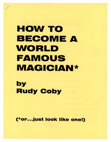 How to Become a World Famous Magician by Rudy Coby - Click Image to Close